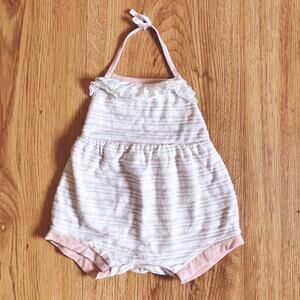 Shabby Chic Blush And White Eyelet Trim Romper
